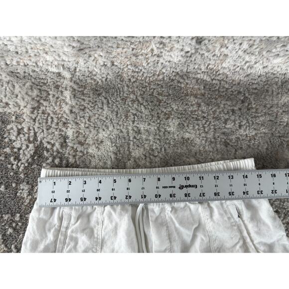 Athleta Size S Linen Athleisure Drawstring Casual Shorts White Pocket - Picture 4 of 9